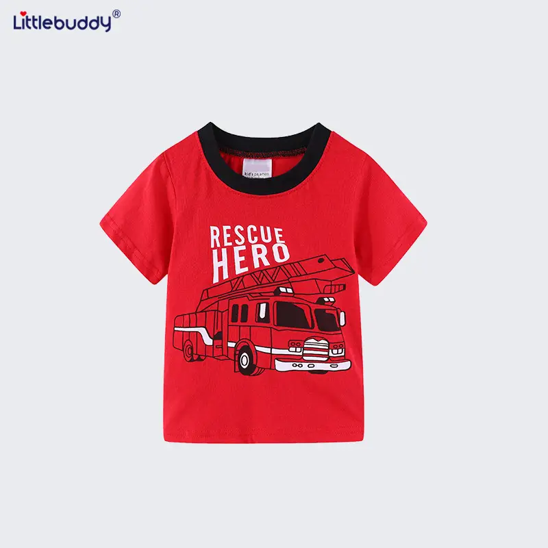 Little Boy Red Truck T-Shirt Shorts Set Summer Wear