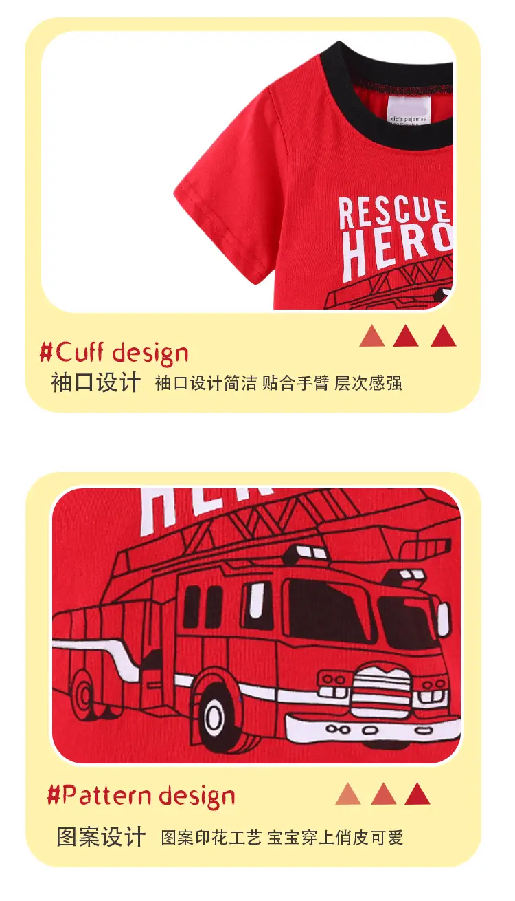 Little Boy Red Truck T-Shirt Shorts Set Summer Wear — feature 11