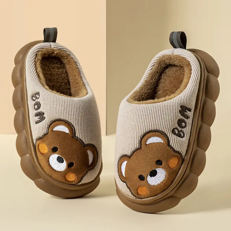 Children's Cotton Slippers Indoor Boys and Girls Small, Medium and Large Kidsren Autumn and Winter Boys Home Thick-Soled Dinosaur Furry Slippers Baby