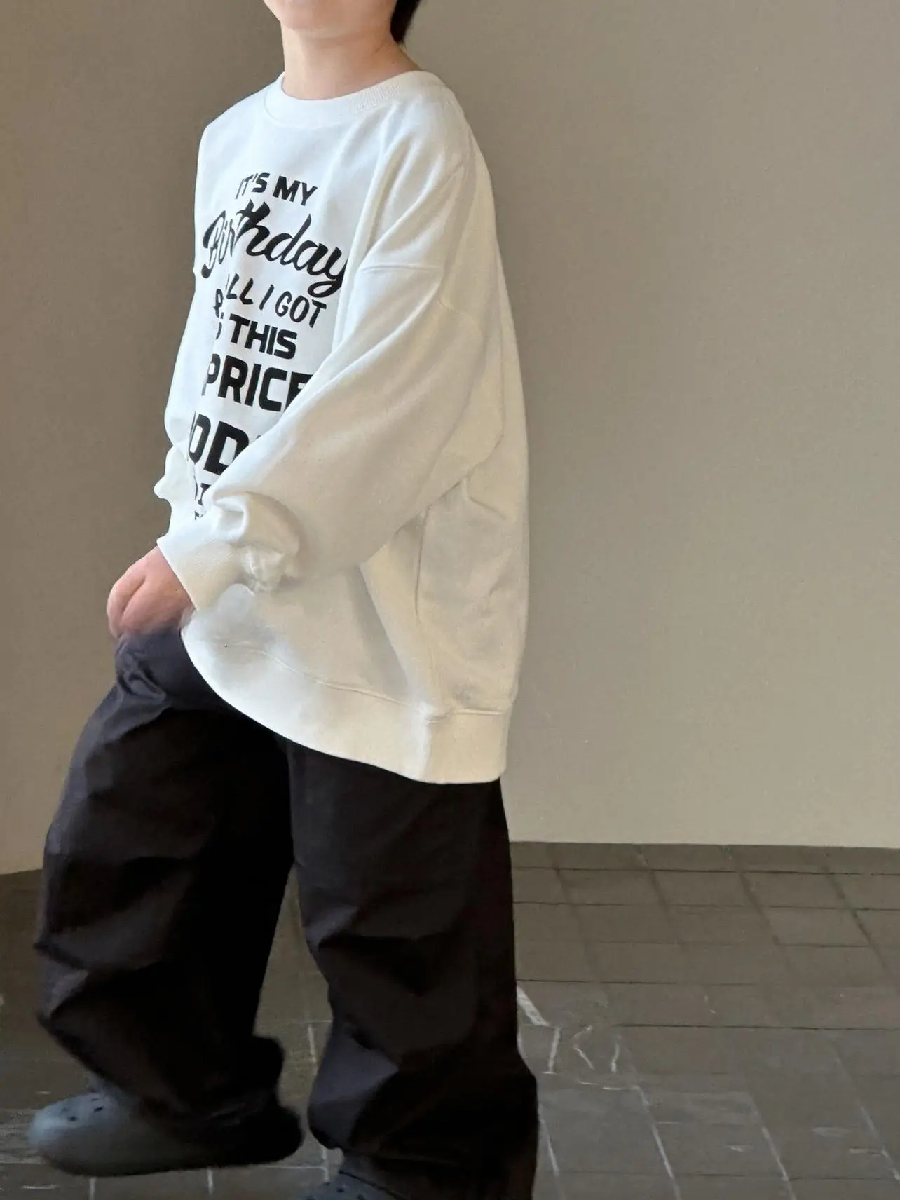 Boys Sweatshirt Long Sleeve White Korean Style Autumn 2026