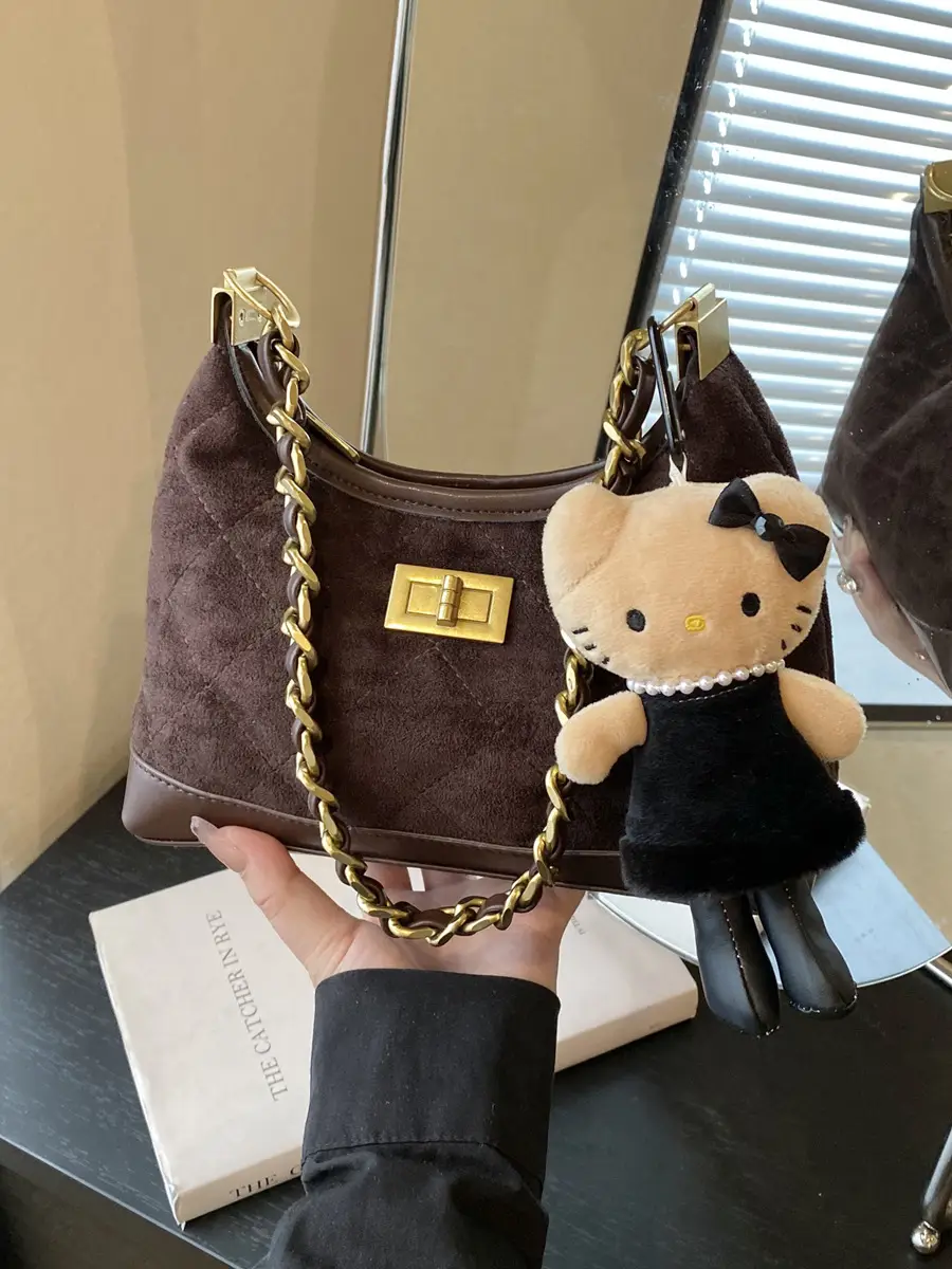 Retro Crossbody Bag for Women Brown Gold Chain 2025 - Image 9