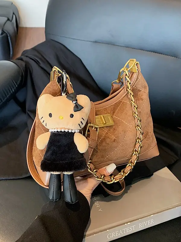 Retro Crossbody Bag for Women Brown Gold Chain 2025 - Image 11