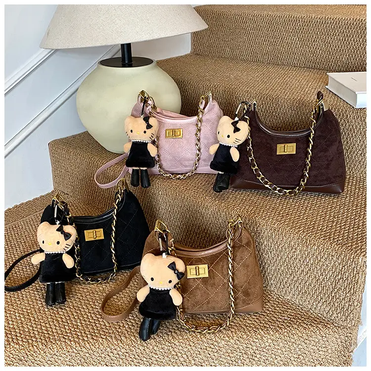 Retro Crossbody Bag for Women Brown Gold Chain 2025 — feature 1