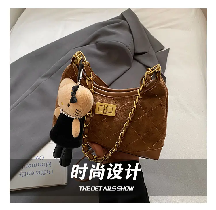 Retro Crossbody Bag for Women Brown Gold Chain 2025 — feature 3