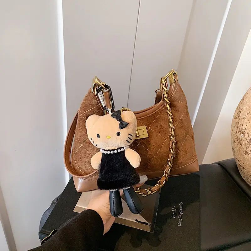 Retro Crossbody Bag for Women Brown Gold Chain 2025 - Image 3