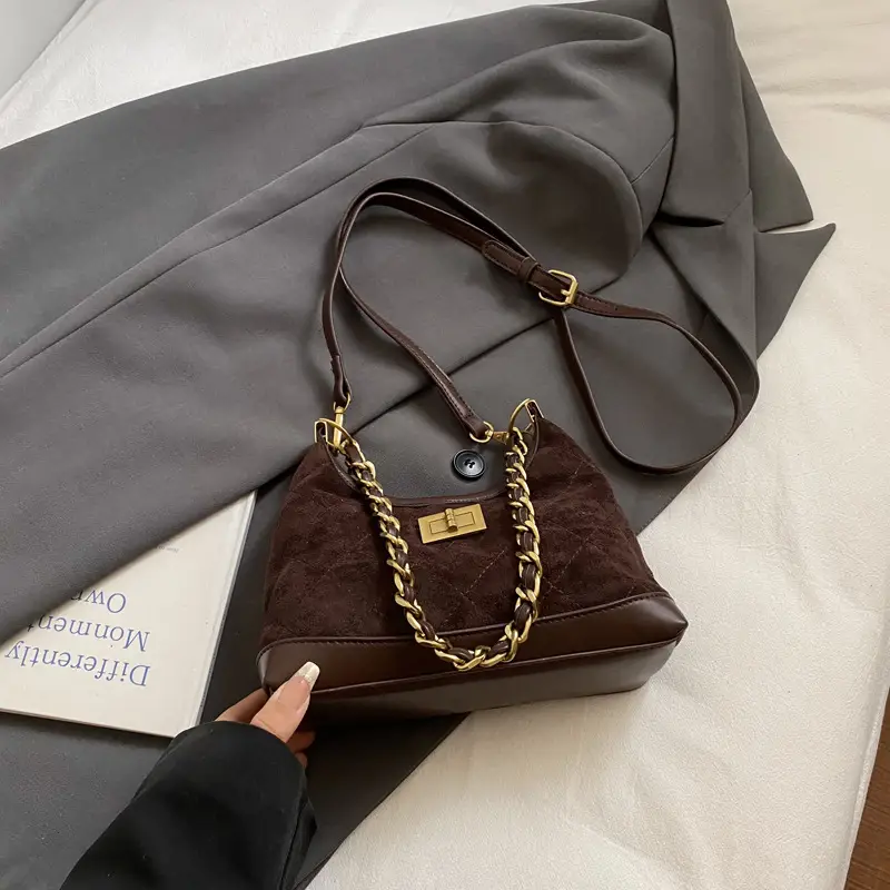 Retro Crossbody Bag for Women Brown Gold Chain 2025 - Image 6