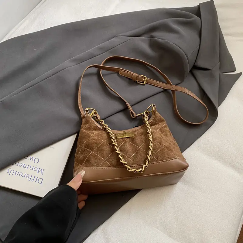 Retro Crossbody Bag for Women Brown Gold Chain 2025 - Image 7