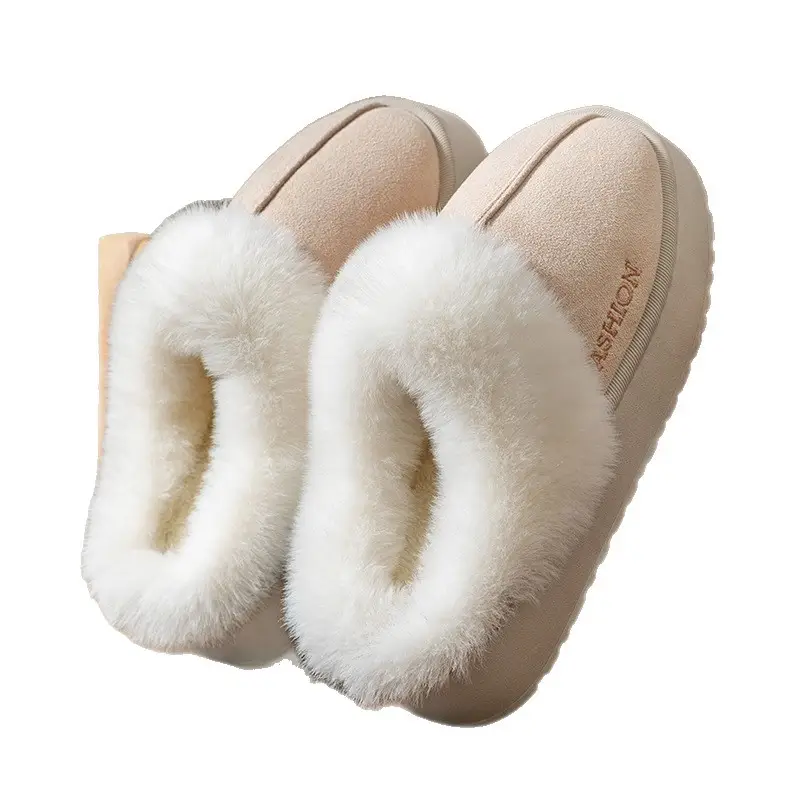 Cotton Slippers for Women Winter 2025 New Indoor Home Household Suede Slippers Non-Slip Thick Sole Plush Warm - Image 8