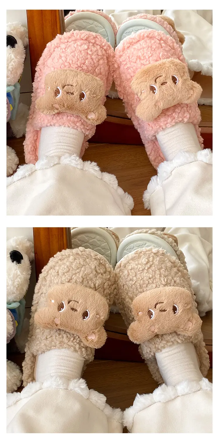 2025 New Ragdoll Bear Cotton Slippers Women's Autumn Winter Wearable Soft Sole Plaid Anti-Slip Home Stuffed Slippers — feature 12