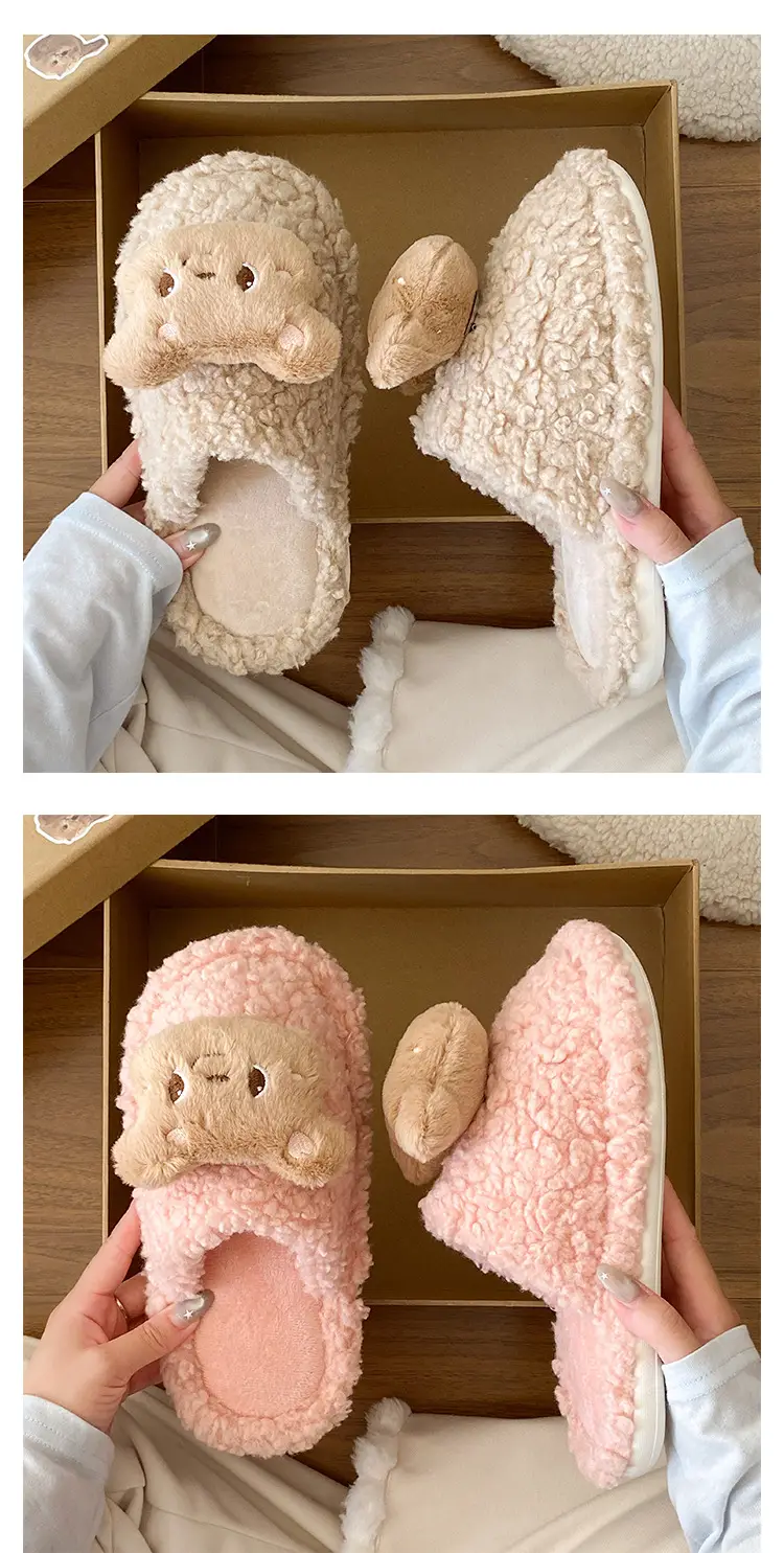 2025 New Ragdoll Bear Cotton Slippers Women's Autumn Winter Wearable Soft Sole Plaid Anti-Slip Home Stuffed Slippers — feature 18