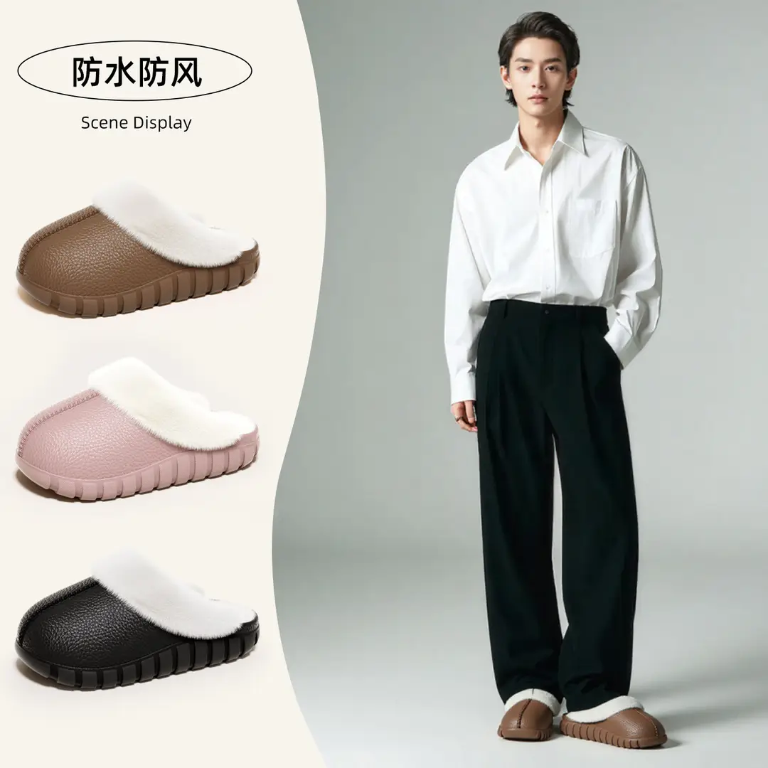 2025 New Baotou Confinement Shoes Winter Plush Warm Non-Slip Silent Thick-Soled Indoor Home Cotton Slippers for Women and Men - Image 8