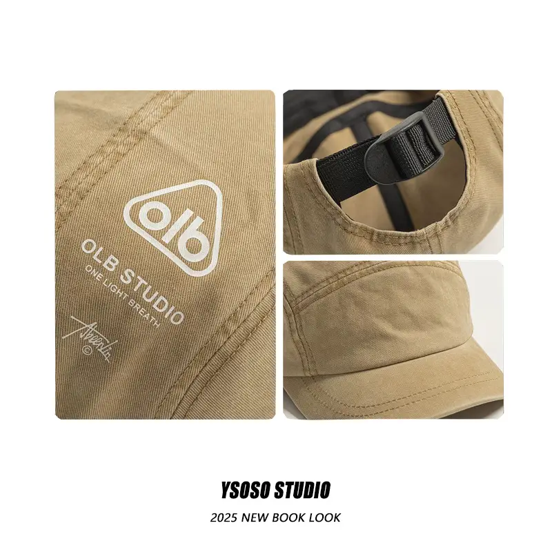 Korean New Letter Print Baseball Cap for Men Women Tan Short Bristle — feature 9