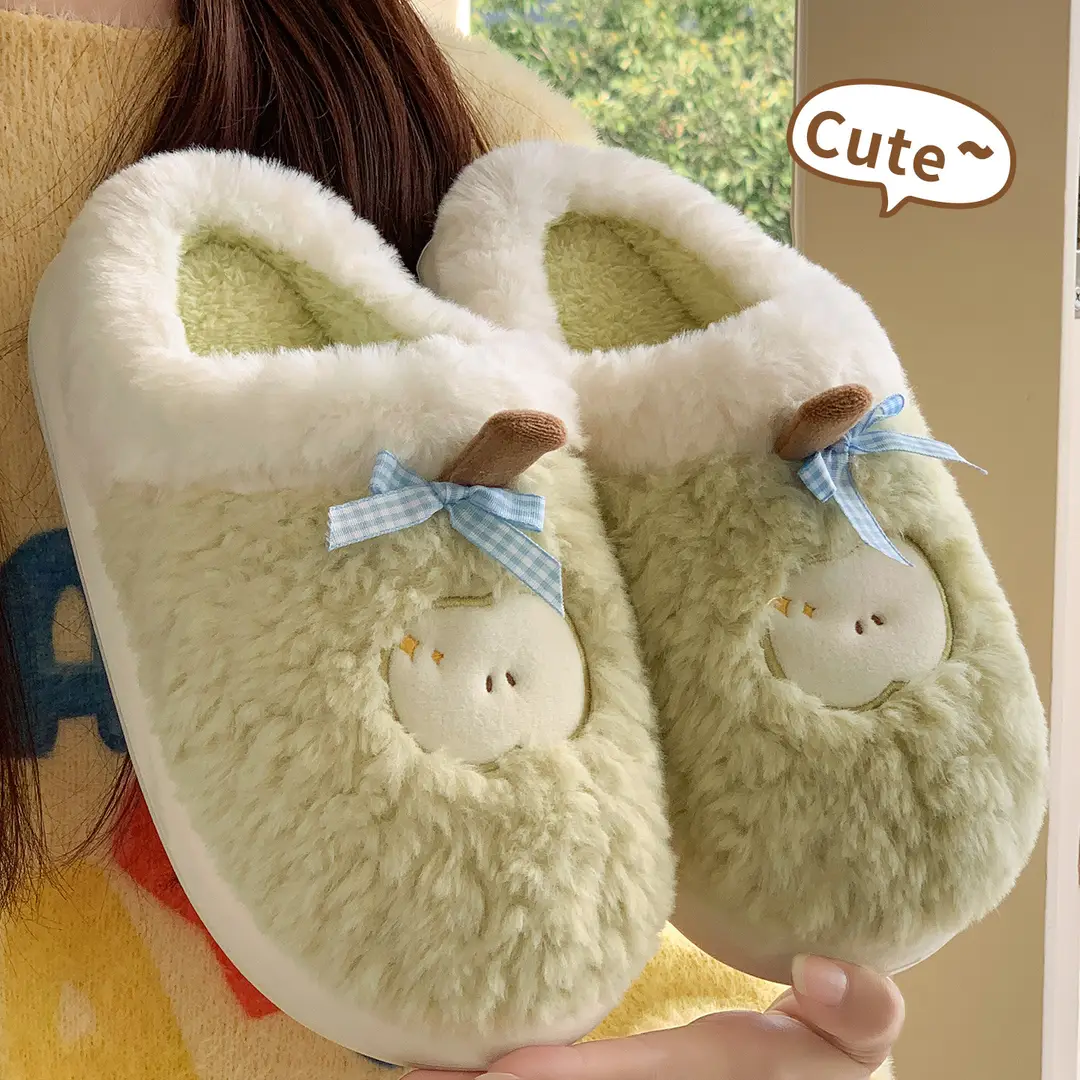 Cotton Slippers for Women Winter 2025 New Indoor Home Cute Thick-Soled Fleece-Lined Warm Couple Plush Slippers for Men - Image 12