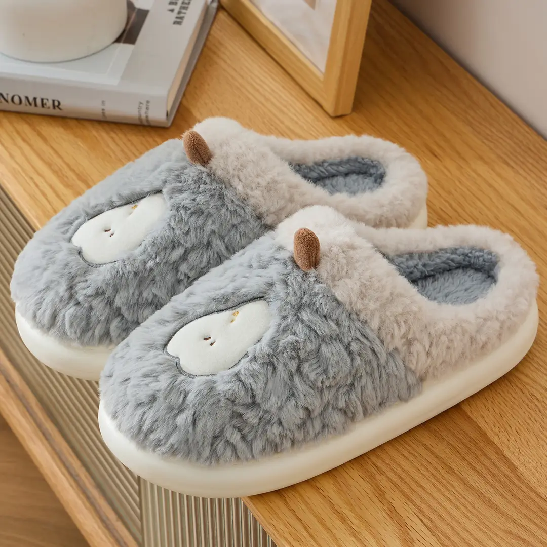 Cotton Slippers for Women Winter 2025 New Indoor Home Cute Thick-Soled Fleece-Lined Warm Couple Plush Slippers for Men - Image 14