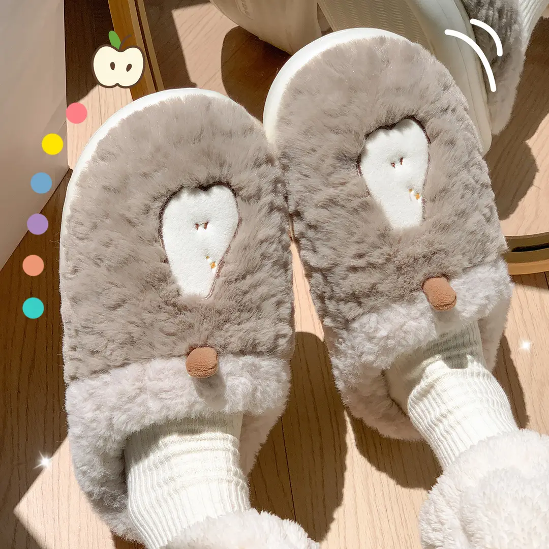 Cotton Slippers for Women Winter 2025 New Indoor Home Cute Thick-Soled Fleece-Lined Warm Couple Plush Slippers for Men - Image 4