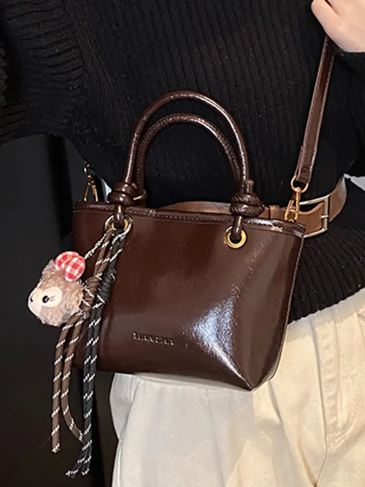 Women Satchel Bag Brown Leather Shoulder Crossbody 2025 - Image 11