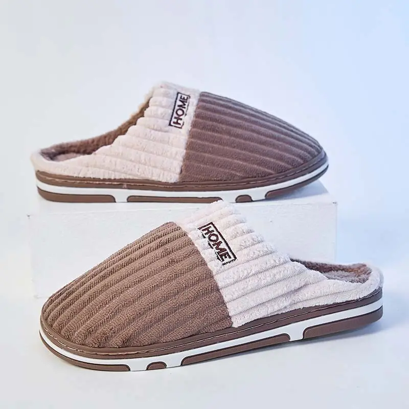 Large Size Cotton Slippers for Men, Autumn and Winter, Women's Home Use, Indoor Warm Non-Slip Thick-Soled Cotton Shoes, Fur Slippers Wholesale - Image 2