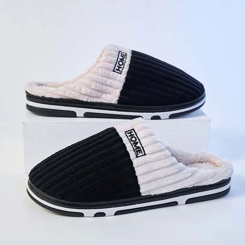Large Size Cotton Slippers for Men, Autumn and Winter, Women's Home Use, Indoor Warm Non-Slip Thick-Soled Cotton Shoes, Fur Slippers Wholesale - Image 3