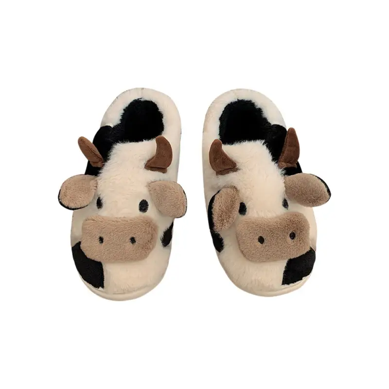 Women's Winter Plush Cow Slippers Thick Soled - Image 8