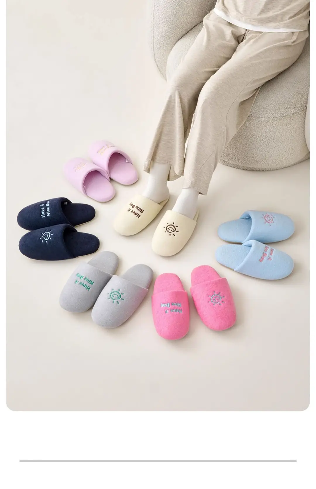 Home Cotton Slippers for Men in Autumn and Winter Indoor Embroidery Cute Sun Plush Warm Non-Slip Furry Slippers for Women Wholesale — feature 15