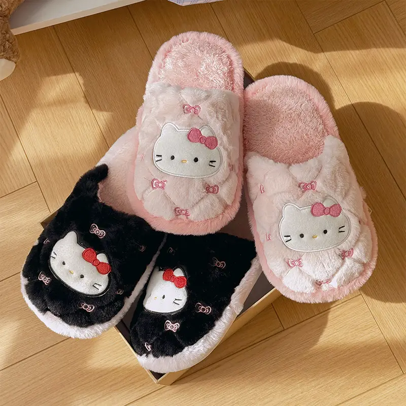 Nanbowan Cotton Slippers for Women in Winter Cartoon Cute Home Fleece-Lined Warm Outer Wear Girly Heart Furry Cotton Slippers for Women - Image 4