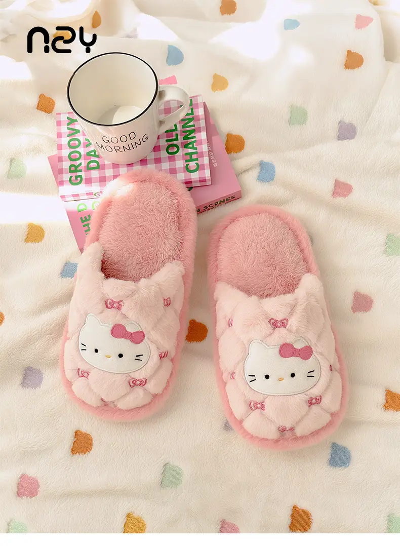 Nanbowan Cotton Slippers for Women in Winter Cartoon Cute Home Fleece-Lined Warm Outer Wear Girly Heart Furry Cotton Slippers for Women — feature 1
