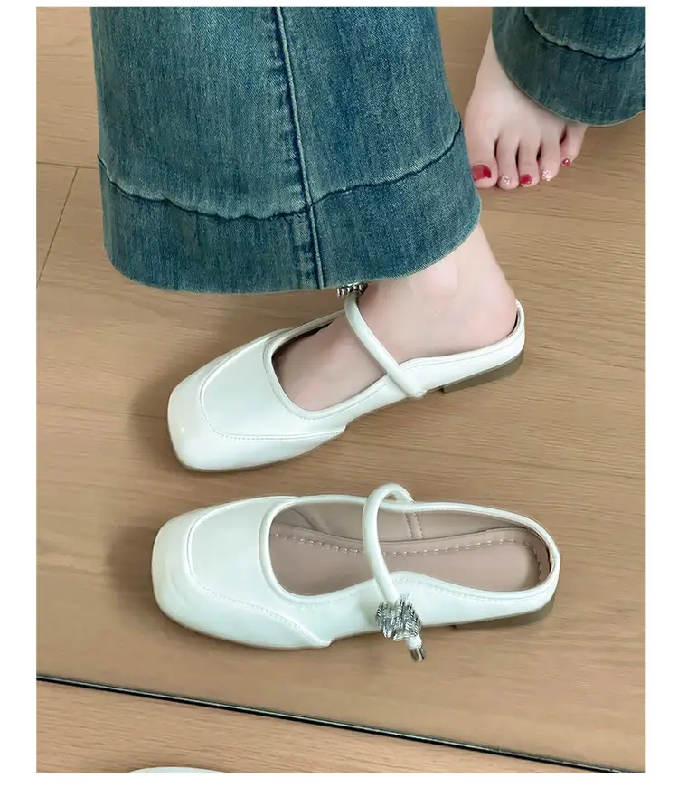 Women French Style Low Heel Mary Jane Sandals Silver — feature 8