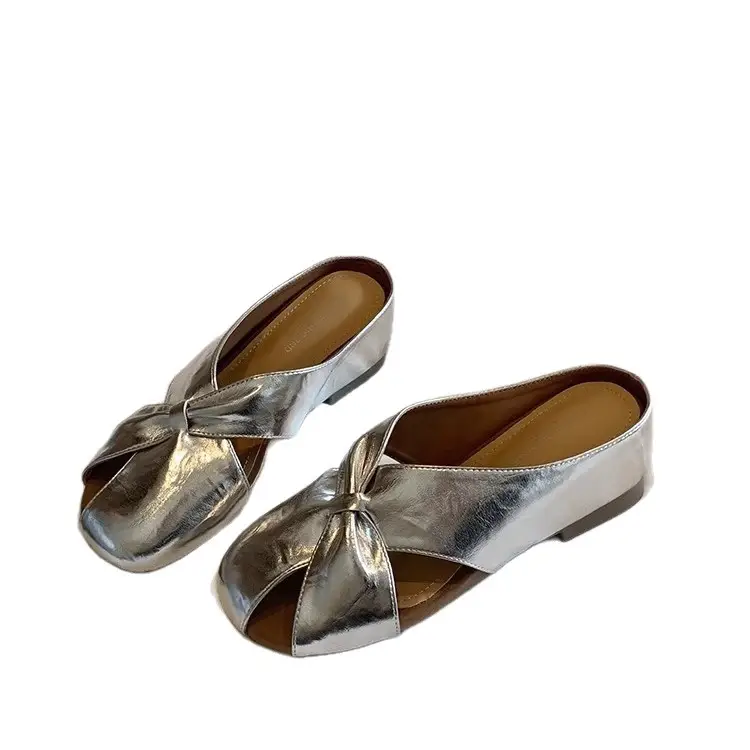 2025 Silver Metallic Flat Mules for Women - Image 8