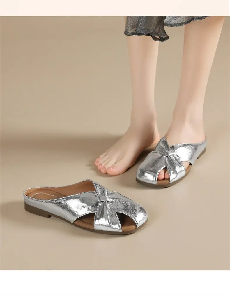 2025 Silver Metallic Flat Mules for Women — feature 14