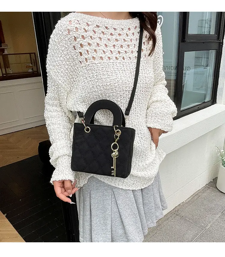 Black Quilted Shoulder Crossbody Bag for Women — feature 1