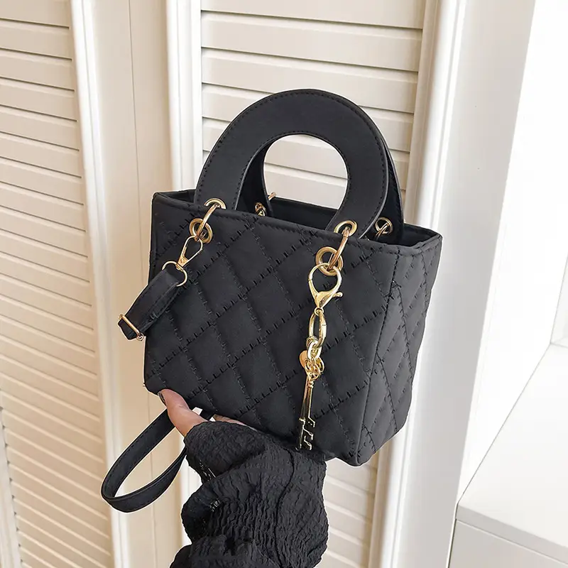 Black Quilted Shoulder Crossbody Bag for Women - Image 10
