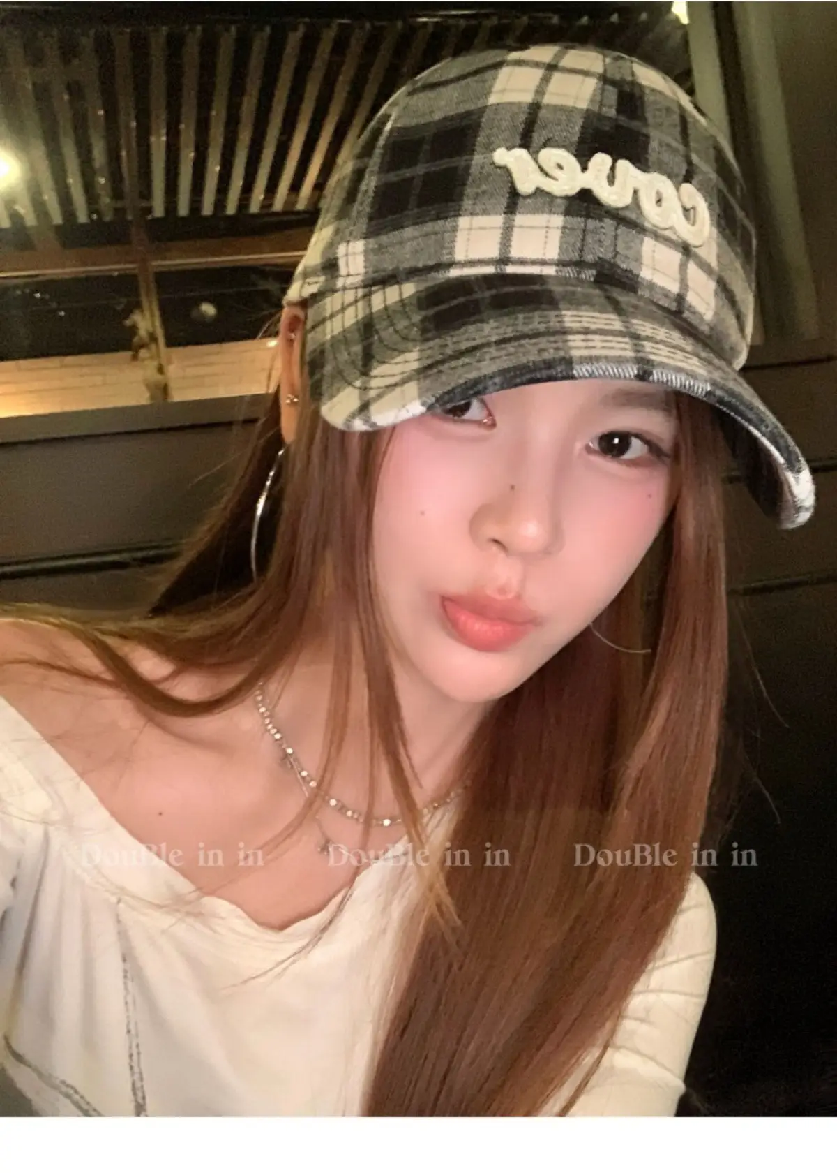 Double I Korean Version Plaid Cap Women Soft Top Duckbill Cap — feature 13