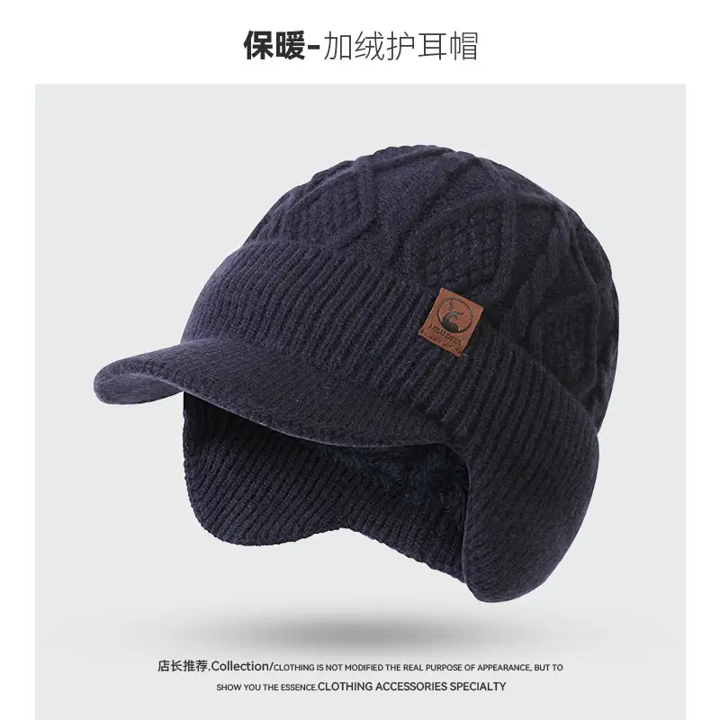 Men's Winter Warm Ear Protection Knitted Hat - Image 2