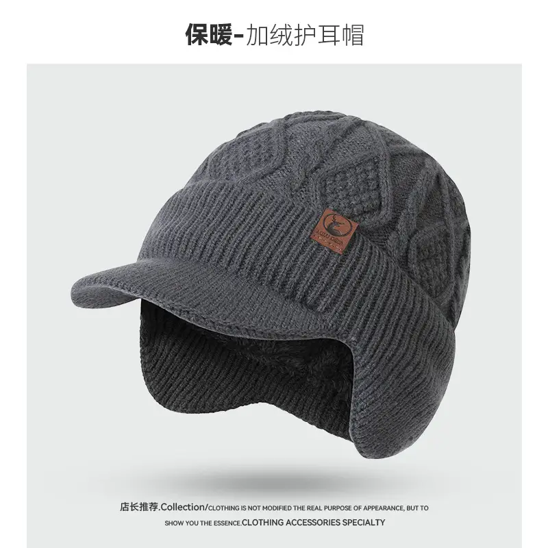Men's Winter Warm Ear Protection Knitted Hat - Image 3