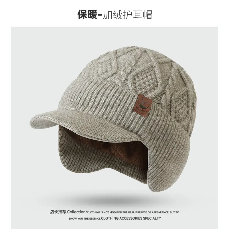 Men's Winter Warm Ear Protection Knitted Hat - Image 4