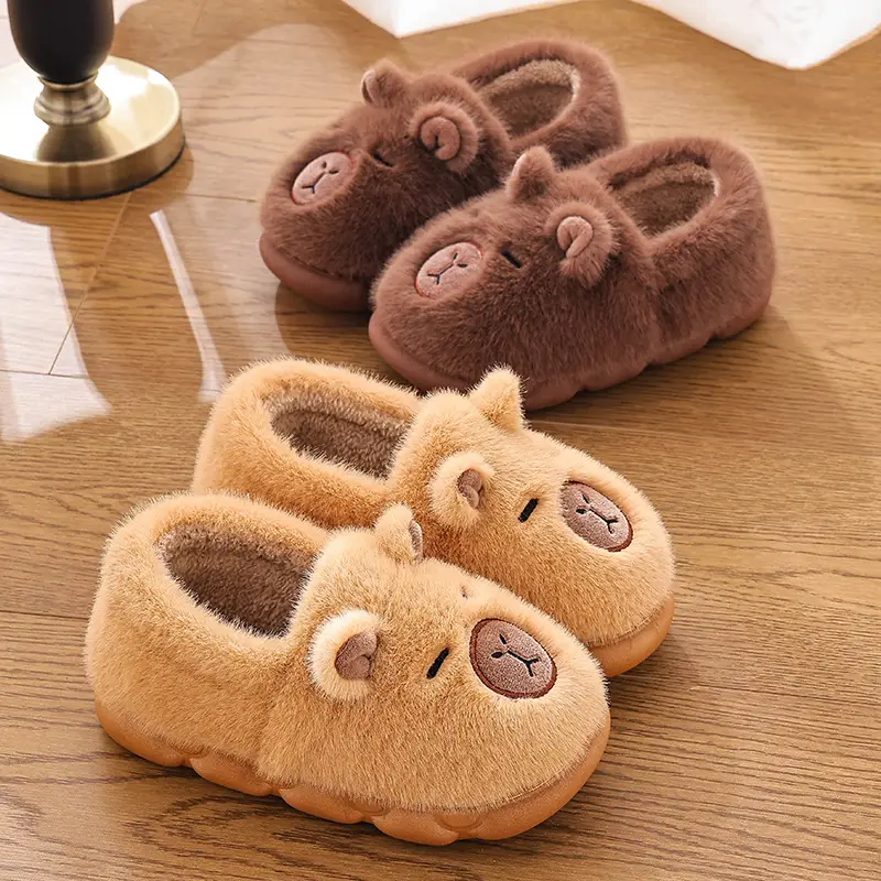Female Winter Cartoon Cute Non-Slip Indoor Home Soft-Soled Family Outdoor Wear Kidsren's Cotton Slippers