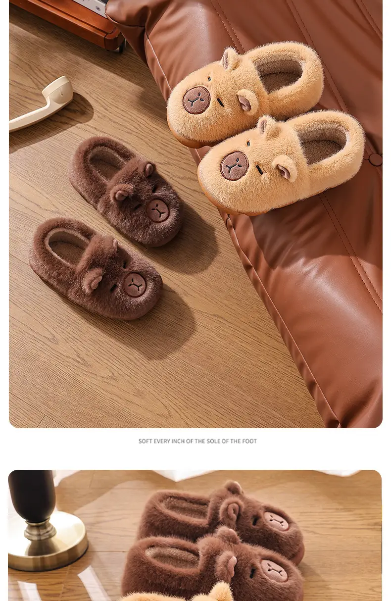 Female Winter Cartoon Cute Non-Slip Indoor Home Soft-Soled Family Outdoor Wear Kidsren's Cotton Slippers — feature 15