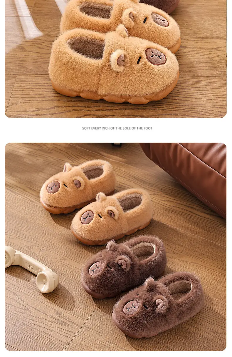 Female Winter Cartoon Cute Non-Slip Indoor Home Soft-Soled Family Outdoor Wear Kidsren's Cotton Slippers — feature 16