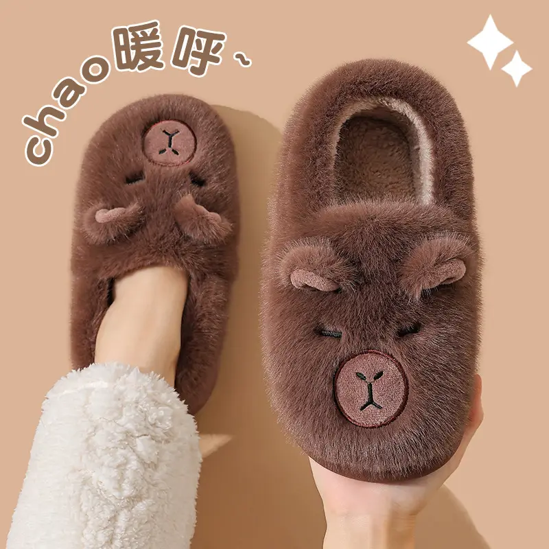 Female Winter Cartoon Cute Non-Slip Indoor Home Soft-Soled Family Outdoor Wear Kidsren's Cotton Slippers
