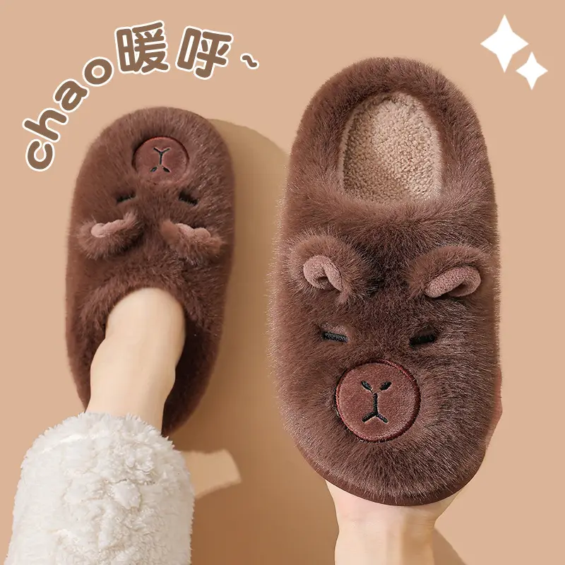 Female Winter Cartoon Cute Non-Slip Indoor Home Soft-Soled Family Outdoor Wear Kidsren's Cotton Slippers