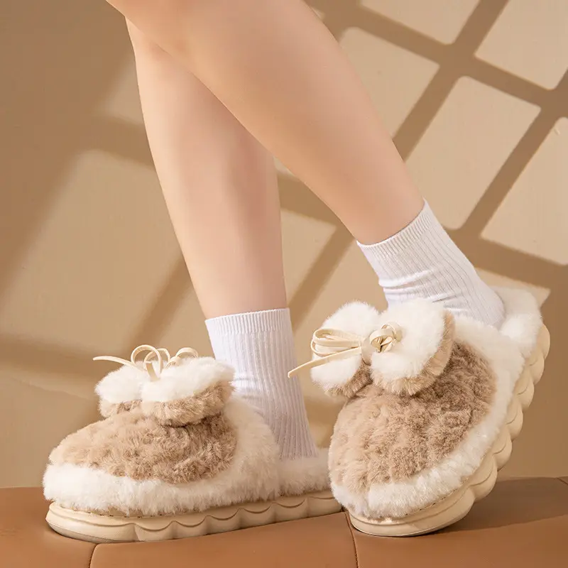 Thick-Soled, Comfortable Slippers for Postpartum Care, Autumn and Winter Indoor Hotel Dormitory Warm Fleece-Lined Lightweight Couple Cotton Slippers - Image 7