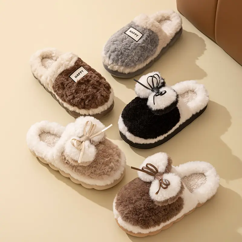 Thick-Soled, Comfortable Slippers for Postpartum Care, Autumn and Winter Indoor Hotel Dormitory Warm Fleece-Lined Lightweight Couple Cotton Slippers - Image 8