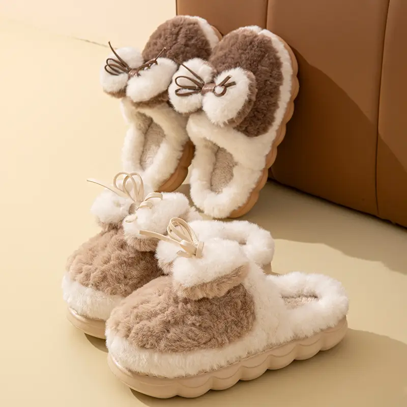 Thick-Soled, Comfortable Slippers for Postpartum Care, Autumn and Winter Indoor Hotel Dormitory Warm Fleece-Lined Lightweight Couple Cotton Slippers - Image 9