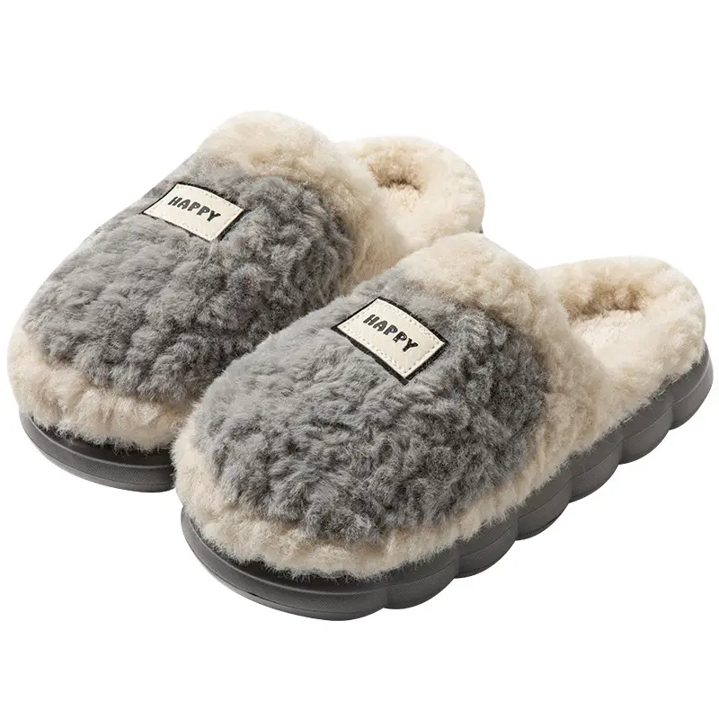 Thick-Soled, Comfortable Slippers for Postpartum Care, Autumn and Winter Indoor Hotel Dormitory Warm Fleece-Lined Lightweight Couple Cotton Slippers - Image 10