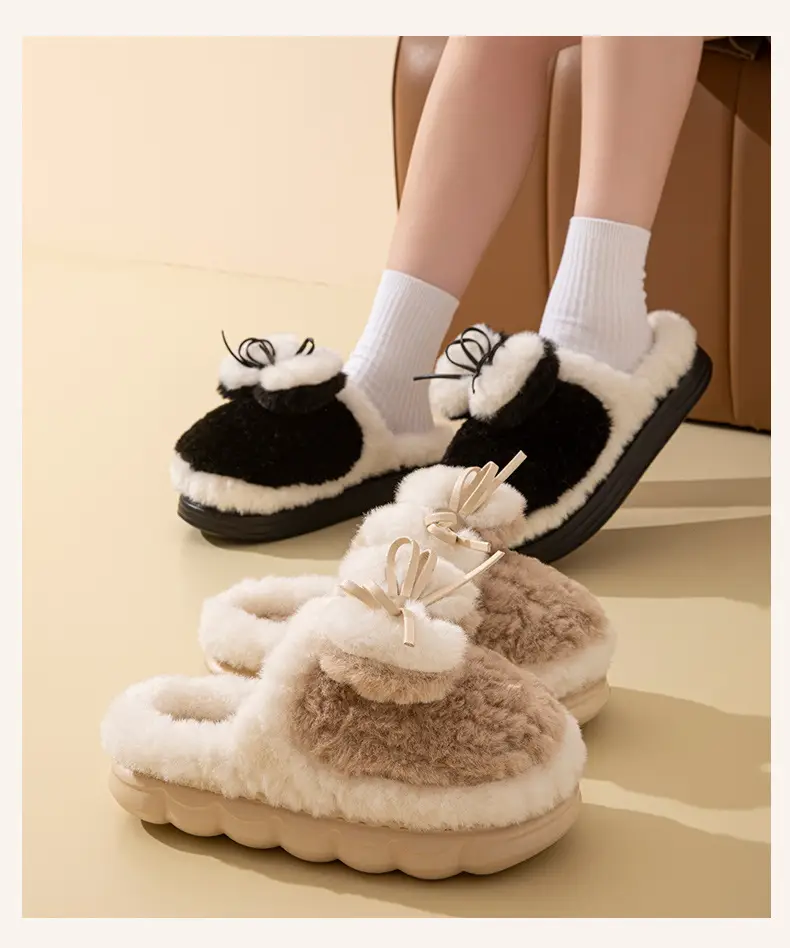 Thick-Soled, Comfortable Slippers for Postpartum Care, Autumn and Winter Indoor Hotel Dormitory Warm Fleece-Lined Lightweight Couple Cotton Slippers — feature 12
