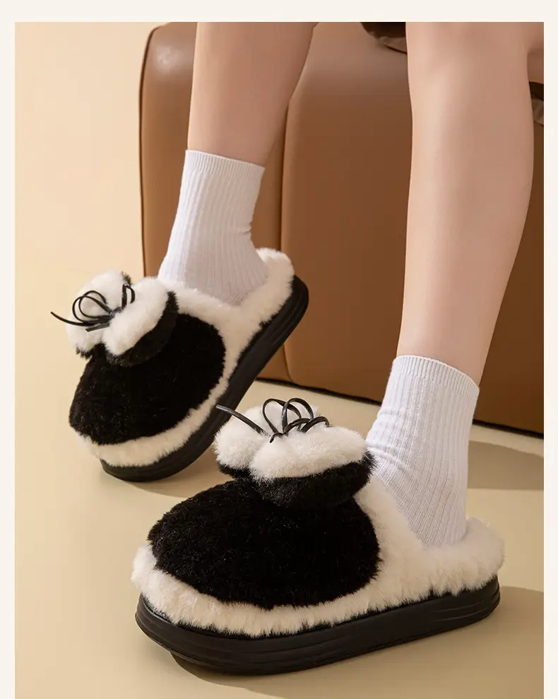 Thick-Soled, Comfortable Slippers for Postpartum Care, Autumn and Winter Indoor Hotel Dormitory Warm Fleece-Lined Lightweight Couple Cotton Slippers — feature 13