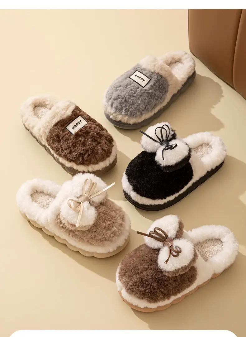 Thick-Soled, Comfortable Slippers for Postpartum Care, Autumn and Winter Indoor Hotel Dormitory Warm Fleece-Lined Lightweight Couple Cotton Slippers — feature 2