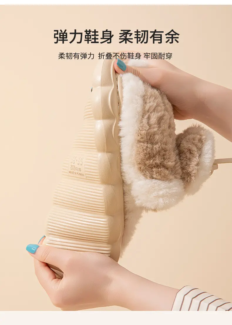 Thick-Soled, Comfortable Slippers for Postpartum Care, Autumn and Winter Indoor Hotel Dormitory Warm Fleece-Lined Lightweight Couple Cotton Slippers — feature 9