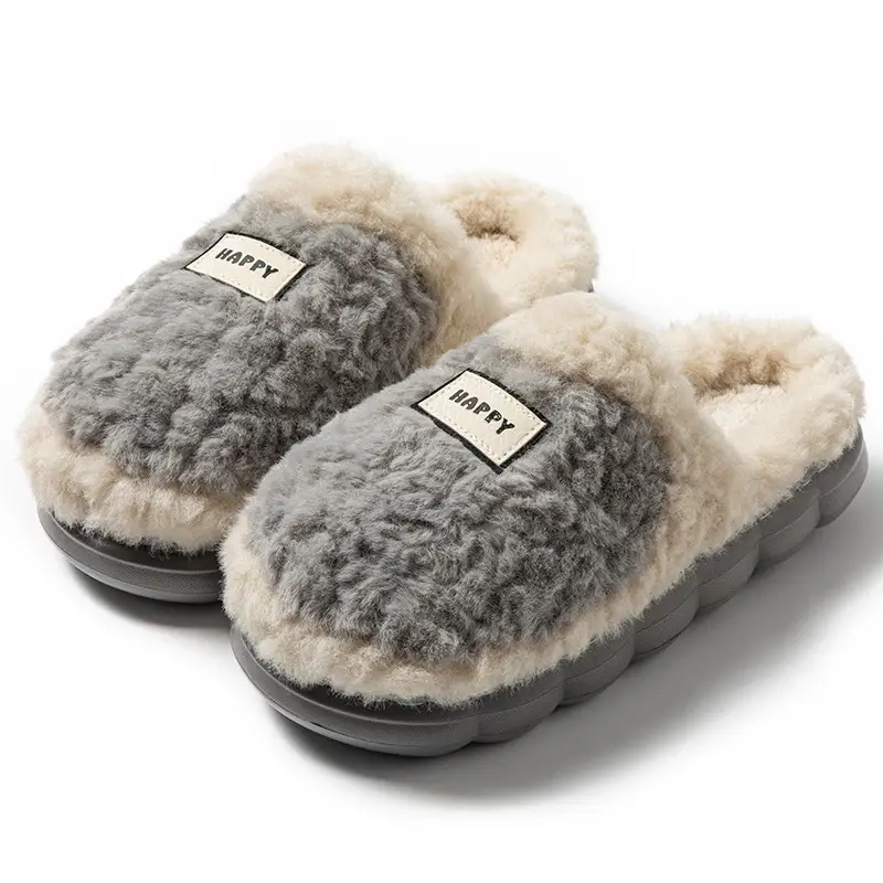 Thick-Soled, Comfortable Slippers for Postpartum Care, Autumn and Winter Indoor Hotel Dormitory Warm Fleece-Lined Lightweight Couple Cotton Slippers - Image 4