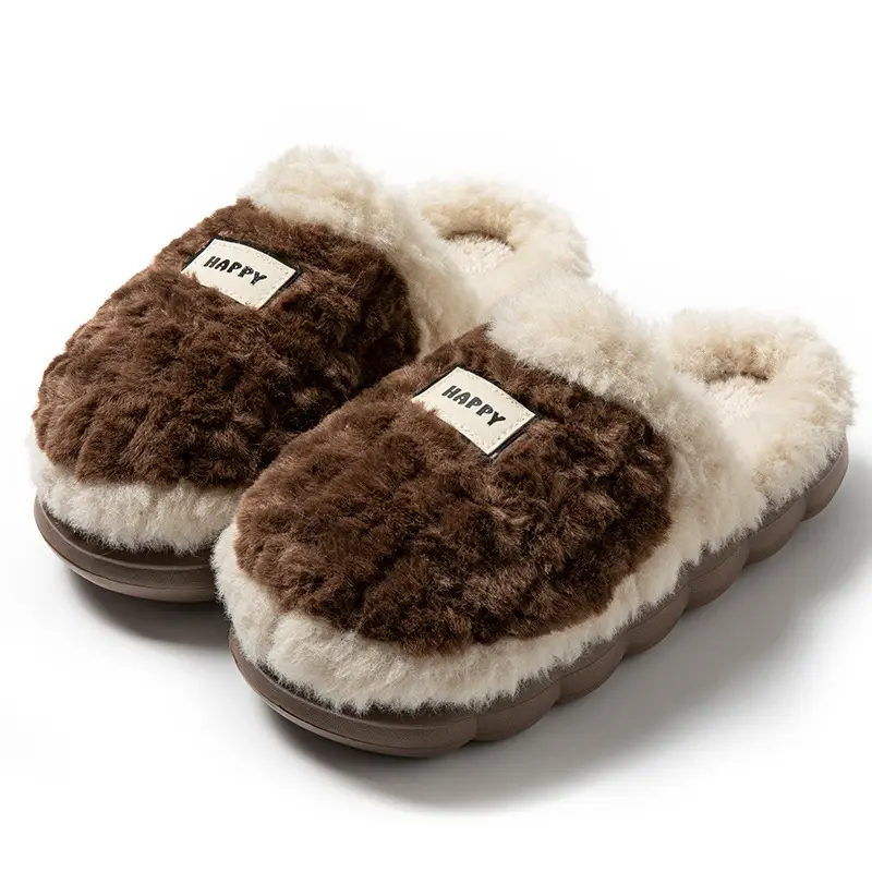 Thick-Soled, Comfortable Slippers for Postpartum Care, Autumn and Winter Indoor Hotel Dormitory Warm Fleece-Lined Lightweight Couple Cotton Slippers - Image 5